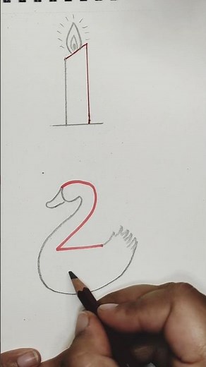 Number 1 Drawing for Kids | How to Draw Using Number 1 & 2 Step by Step | Easy Drawing for Beginners
