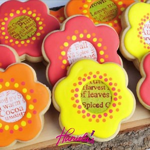 30K views · 49 shares | Pretty Fall Flower Cookies Super easy and really cute for the Fall. Find a full tutorial on my you tube channel https://www.youtube.com/watch?v=PJaGhZ3fCzA #hanielas #cookies #decoratedcookies #cookiedecorating #stamped #fallcookiedecorating #flowercookies | Haniela's | Facebook