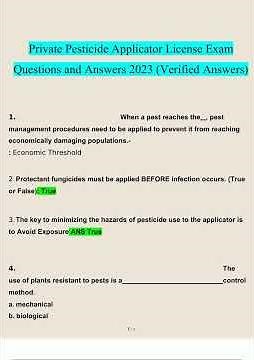 Private Pesticide Applicator License Exam Questions and Answers 2025/2026 Verified Answers