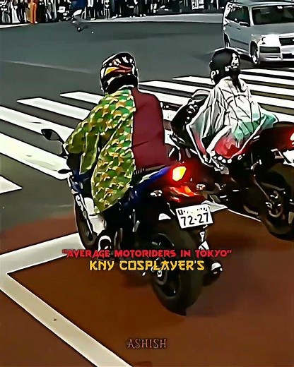 Kny cosplayer become Motoriders in tokyo | demon slayer💀 #anime #cosplay #demonslayer