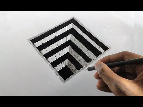 How to draw a 3d square hole very easily/ 3d Drawing on paper 04