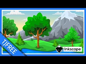 Inkscape | Tree & Mountain Digital Drawing