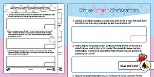 Second Grade Winter Addition Word Problems Worksheet