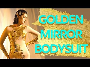 Transparent bodysuit with golden sparkling mirrors by ETERESHOP