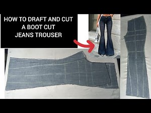 How to Draft and cut a Boot Cut Jeans trouser / pant pattern / Detailed and easy