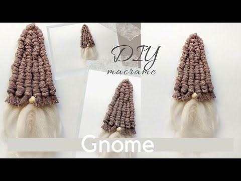 DIY macrame gnomes tutorial, little gnome hat pattern instructions, make your own boho holiday decor