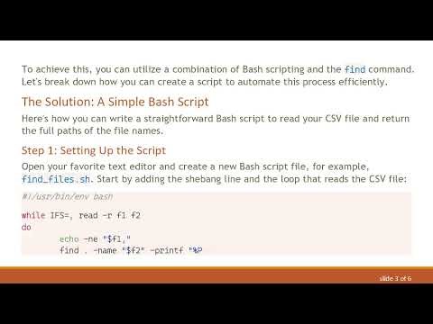 Automating CSV Filename Lookups with find in Bash