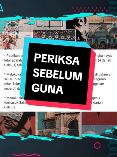 #CapCut Pemeriksaan telur mentah sebelum dimasak sangat penting untuk memastikan kualiti, kesegaran, dan keamanannya. Berikut beberapa alasan mengapa kamu perlu melakukannya: ### 1. **Memastikan Telur Masih Segar** - Telur yang sudah lama disimpan semakin berkurang kesegarannya, ai jugak boleh membusuk. - **Cara memeriksa**: - Rendam telur dalam air. Jika tenggelam, bermakna masih segar. Jika terapung, kemungkinan tidak segar. - goncang² telur pelahan-lahan. Jika terdengar cairan bergerak , kuni