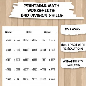 Long Division Worksheets – 20 Printable Math Sheets - Etsy Canada