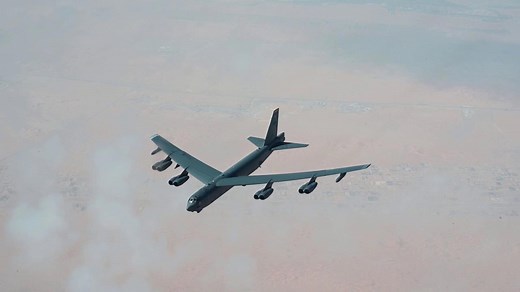 American B-52 bombers fly in formation over the Middle East