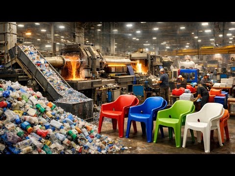 Inside The Giant Plastic Factory – From Recycled Waste To Finished Chairs Full Process