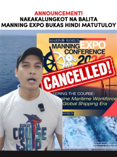 Ipinaabot sa akin mismo ng organizer ng event sa pamamagitan ng Facebook Messenger na ang Marino World Manning Expo & Conference 2026 ay kanselado ayon kay Ms. Lyn Bacani. Kaya minabuti kong agad itong i-anunsyo sa ating community, lalo na’t bukas (September 23) na sana ang event, upang maiwasan ang abala sa mga attendees na nakaplano nang pumunta. ⚓ Please take note: Ang impormasyong ito ay direktang ipinaabot sa akin ng organizer. Kaya bago bumiyahe o pumunta sa venue, siguraduhing may updated