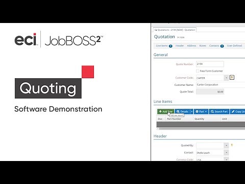 Quoting with JobBOSS² Software
