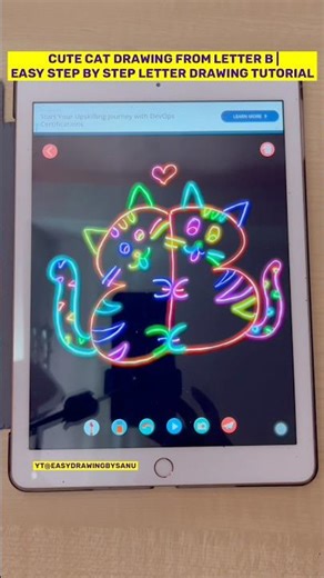 How to Draw a Cat from Letter B | Easy Step-by-Step Drawing Tutorial #shorts