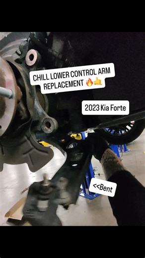 Jake on Instagram: "Chill lower control arm replacement on this 2023 Kia Forte. Not exactly sure what happened here, but they must’ve smacked something pretty good😂🔥 - - #metaglasses #automotiveindustry #mechaniclife #povmechanic #mechanicreels"