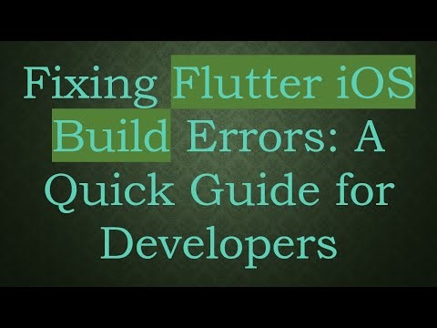 Fixing Flutter iOS Build Errors: A Quick Guide for Developers
