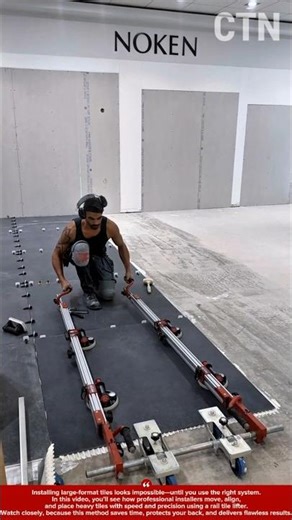 Professional Large-Format Tile Installation Using Rail Tile Lifter System (Fast & Precise)