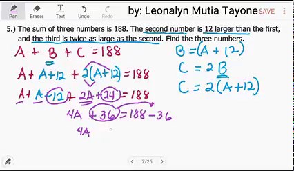 7.6K views · 554 reactions | B. 1.) One number is 2 less than 3 times...