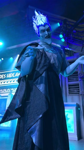Chatting with Hades during Oogie Boogie Bash at California Adventure- Disneyland Resort.