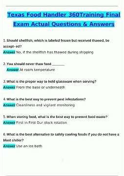 Texas Food Handler 360Training Final Exam Latest 2025 Actual Questions and Verified Answers 2025 20