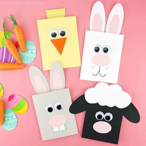 EASY EASTER CARDS FOR KIDS 🐇🐑🐥 https://iheartcraftythings.com/easter-cards-for-kids.html | I Heart Crafty Things