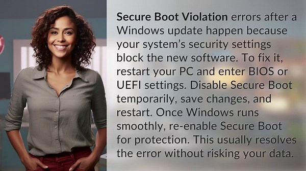 How Do I Fix a 'Secure Boot Violation' Error After a Windows Update?