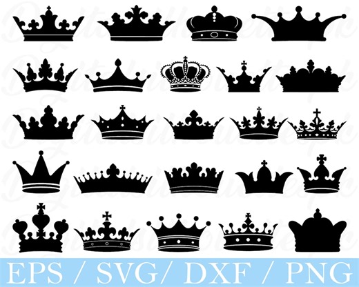 Crowns Svg, Crown Silhouette, Dxf, Png - Etsy