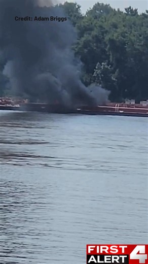 WATCH: First Responders confirmed to First Alert 4 that a helicopter crashed onto a barge and caught fire around 11 a.m. Read the live updates here: https://tinyurl.com/bdze6sxy | KMOV