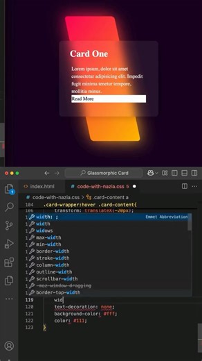 Glassmorphic Card Animation HTML & CSS #frontendcourse #cssanimation #glassmorphism #csseffects