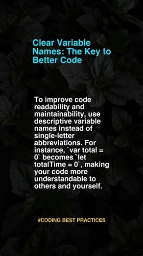 Clear Variable Names The Key T