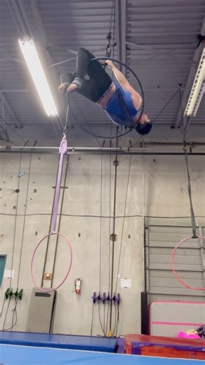 Aerial Hoop Pulled Up for Layback #aerialhoop #lyra #acrobatics #circus #metal