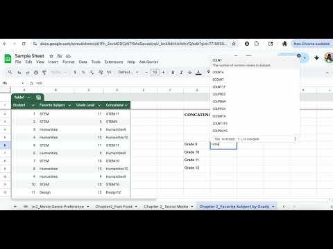 Google Sheets | Use Concatenate and CountIf to Organize Data into a Contingency Table