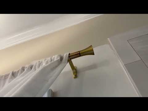 1Inch Single Curtain Rods, Decorative Drapery Rods Adjustable, Wall Mount and Ceiling Mount, Warm Go