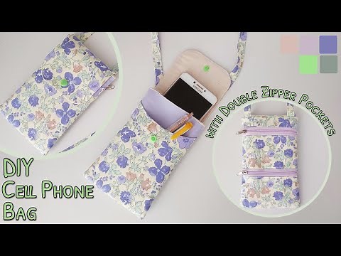 How to sew a cell phone bag with 3 pockets | diy cell phone pouch | easy cell phone bag tutorial