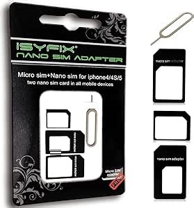 iSYFIX Sim Card Adapter Nano Micro - Standard 4 in 1 Converter Kit with Steel Tray Eject Pin