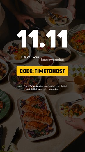 You’re already adding things to cart…how about some food? Enjoy 11% off any Buffet or Mini Buffet in November, with the code “TIMETOHOST”. Valid for orders placed from 7–14 Nov. Not applicable with festive menus and ongoing promotions. | Grain Singapore