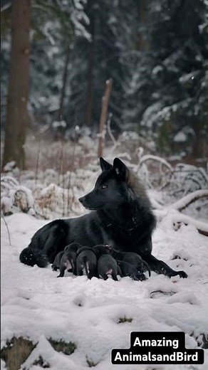 Incredible Snow Black Wolf Gives Birth in the Wild | Heartwarming Animal Moment