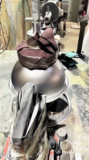 The Satisfying Process of Spin Trimming a Metal Lamp Shade