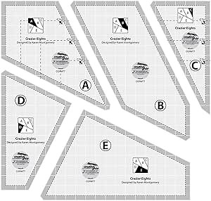 Creative Grids Crazier Eights Template and Quilt Ruler – CGRMT7 – Made in USA, 6in x 9in, Non-Slip Grip Acrylic Quilting, Sewing, Crafting, Patchwork Ruler & Template