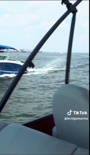 Approaching another boat head-on #boat #viral #fyp #boattok #drone #highlandsnj #bridgemarina