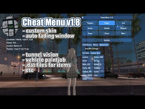GTA SA Android: Cheat Menu v1.8 | external items data - Plugin Mod