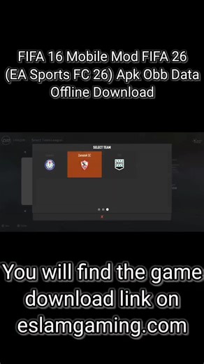 FIFA 16 Mobile Mod FIFA 26 (EA Sports FC 26) Apk Obb Data Offline Download  Game Information & Requirements Name FIFA 16 Mod EA Sports FC 26 Platform Android 5.0+ Mode Offline (No Internet Required) Size Approx. 1.5GB - 2.5GB Files Required APK + OBB + DATA Game link here  https://www.eslamgaming.com/2026/01/fifa-16-mobile-mod-fifa-26-ea-sports-fc-26-apk-obb-data-offline-download.html | Eslam Gaming | Facebook