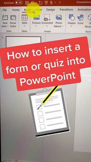 How to insert a form or quiz into PowerPoint 📝#edtech #PowerPoint #tiktokteachertips #Microsoft #fyp #teachersoftiktok