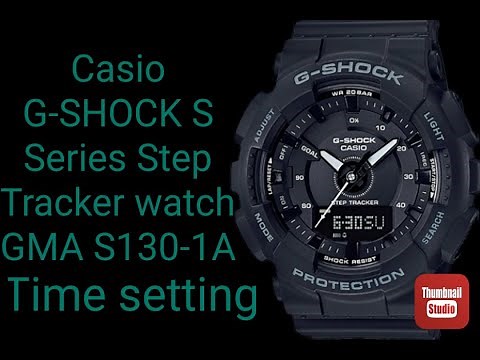 how to set time on casio g-shock s series step tracker watch gma-s130 time setting