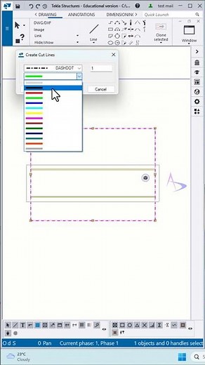 Create Cut Line - Dash dot in Drawings - Tekla Structures