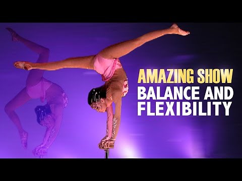 Girl-contortionists performs a plastic circus number at Talent Show Zirka