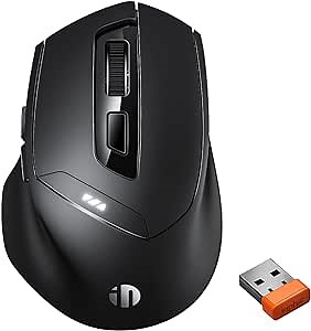 INPHIC Bluetooth Mouse Rechargeable, 2.4G Wireless Mouse Silent, 3 Modes (Bluetooth 5.0/4.0+USB) Multi-Device Connection, Ergonomic Mouse for Laptop Desktop Mac Android Windows, Black