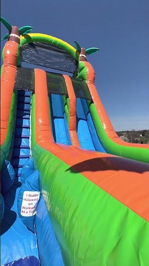 22-Foot Tropical Dual Lane Waterslide | 3 Monkeys Inflatables | Central PA and MD Waterslide Rentals
