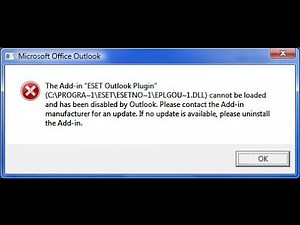 Removendo Erro the add-in ESET Outlook Plugin