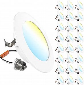 Sunco 24 Pack 4 Inch LED Flat Recessed Light, Retrofit Ceiling Can Lighting, 800 LM, Selectable CCT 2700K/3000K/4000K/5000K, Dimmable, 10W=60W, 50,000 Lifetime Hours UL